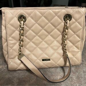 Aldo Tan Shoulder Bag with Quilted Design and Chain-Link Handles